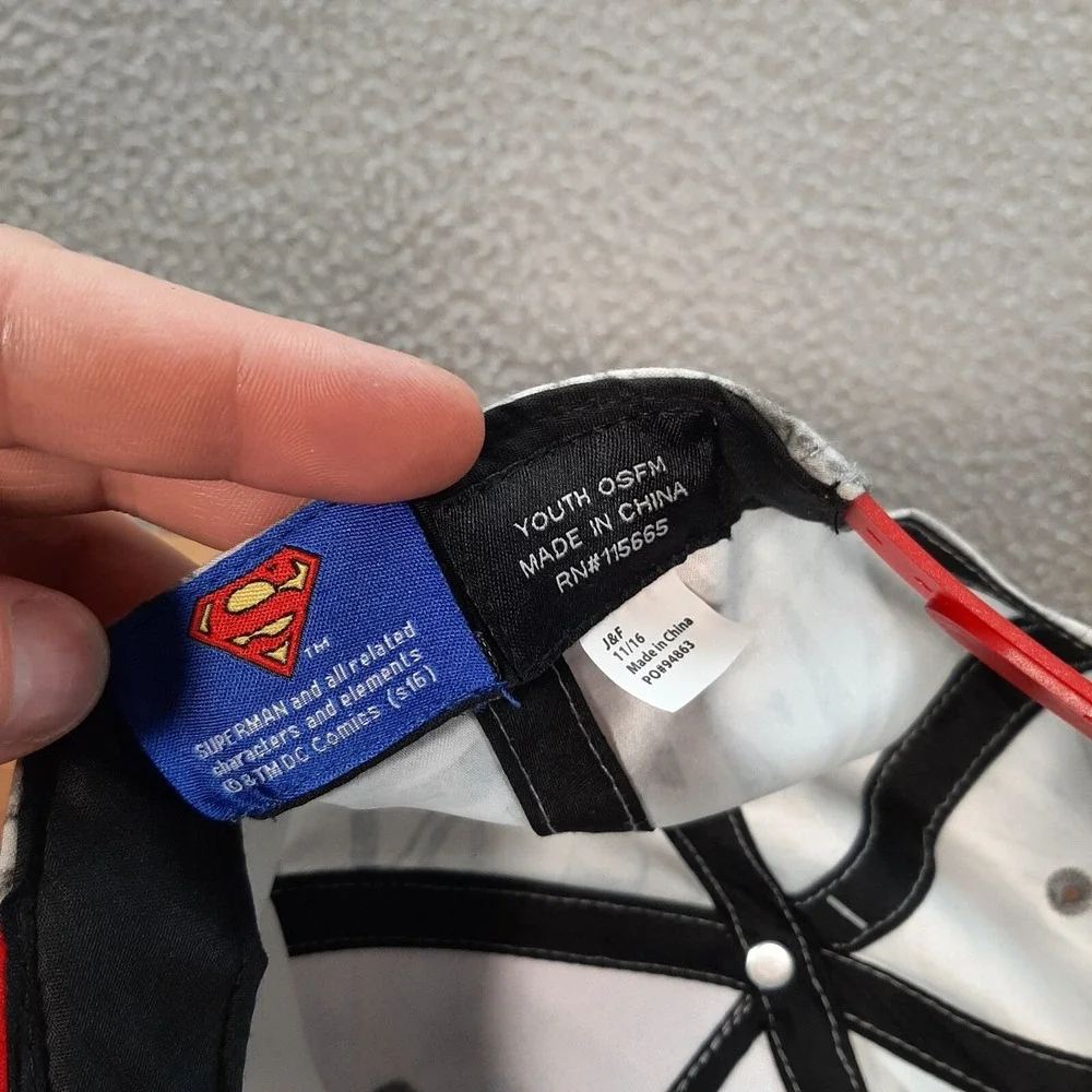 Superman Hat Kids‎ Snapback Cap Gray Red DC Comics Superhero Cartoon School NEW